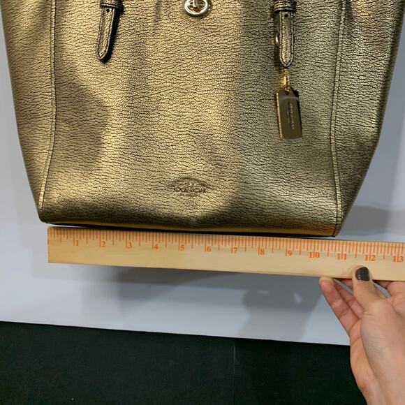 Coach Gold Metallic Turnlock Tote - Picture 5 of 16